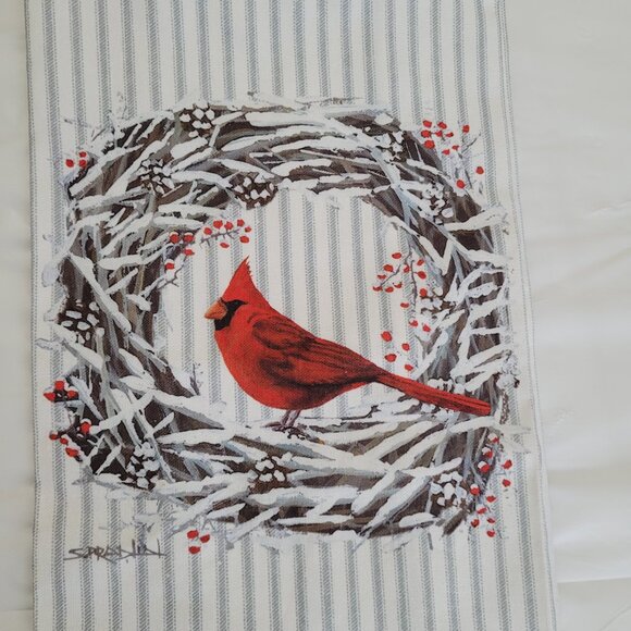 Cardinal Dish Towel NWT & Drying Mat NWT Winter Theme - Picture 4 of 15